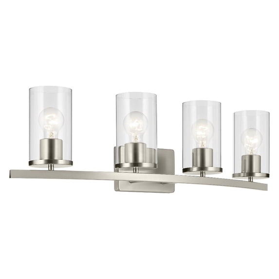 45498NICLR Kichler Lighting Crosby - 4 Light Bath Vanity-8.75 Inches Tall and 31.25 Inches Wide-Brushed Nickel Finish-Clear Glass Color