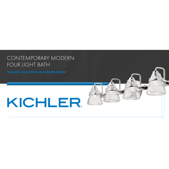 Kichler 45694CH Talland Vanity Four Light Chrome Finish Incandescent 60W 120V