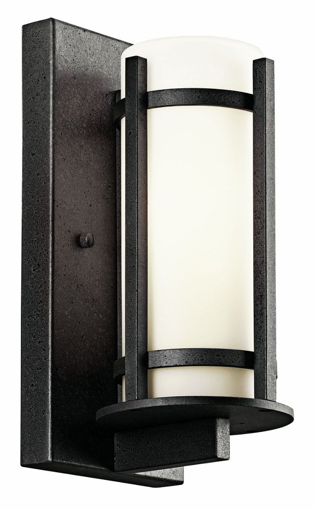 Kichler Camden Outdoor Post Light - Anvil Iron Finish With Opal Etched Glass, 17" High