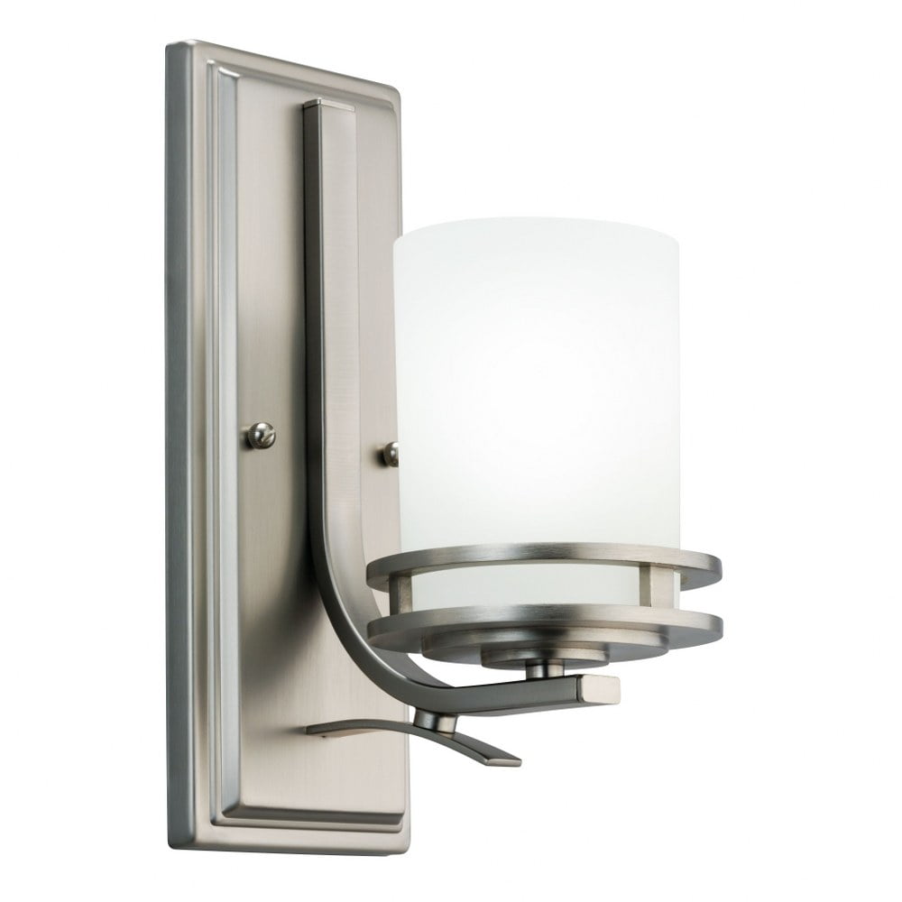 Brushed Nickel Cylinder Wall Sconce with Cream Shade