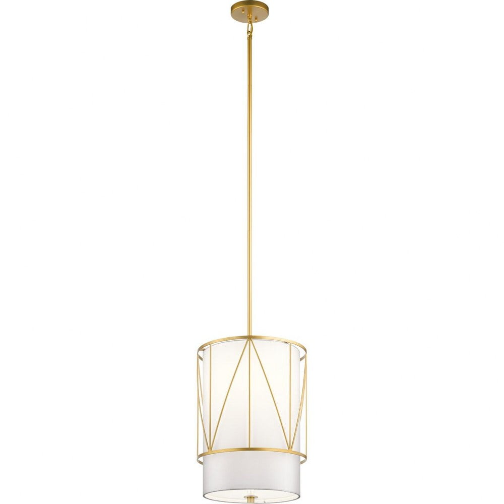 Classic Gold 18.25" Pendant Light with Satin Etched Glass