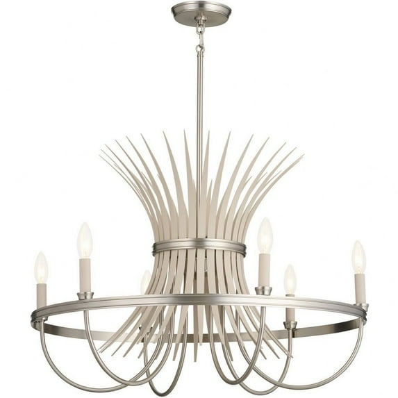 6 Light Medium Chandelier In Homestead Style-19.5 Inches Tall And 29.25 Inches Wide-Brushed Nickel Finish -Traditional Installation Kichler