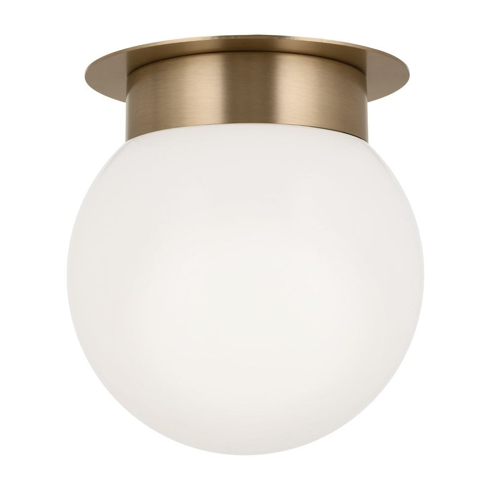 Black and Opal Glass Globe Flush Mount Light