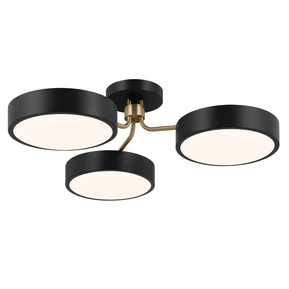 Black and Champagne Bronze LED Semi-Flush Ceiling Light, 40" Wide