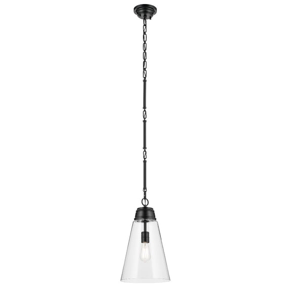 52661BKCLR Kichler Lighting Marsailli - 1 Light Pendant-19 Inch Tall and 11.5 Inch Wide-Black Finish-Clear Glass Color