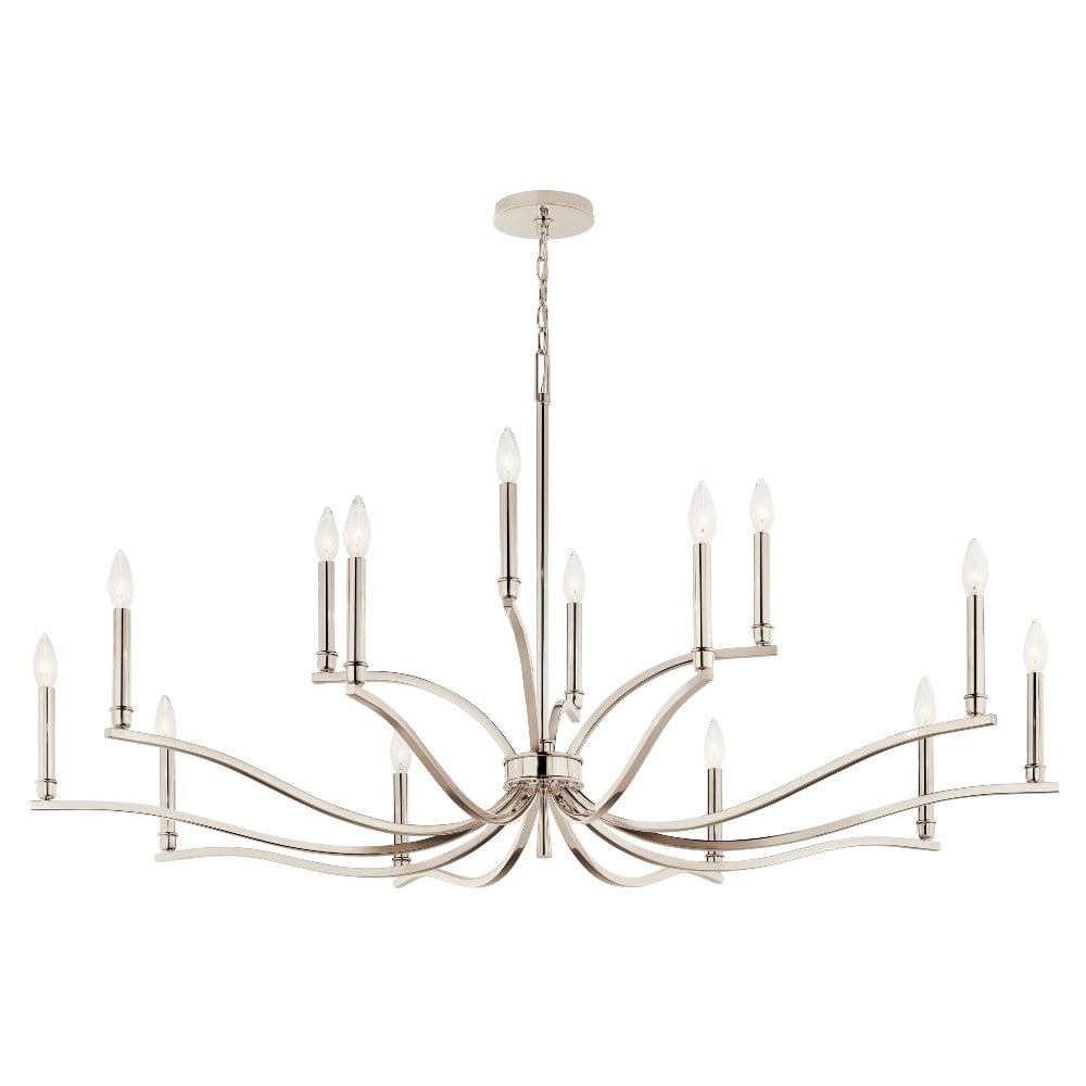 Polished Nickel 14-Light Taper Candle Chandelier