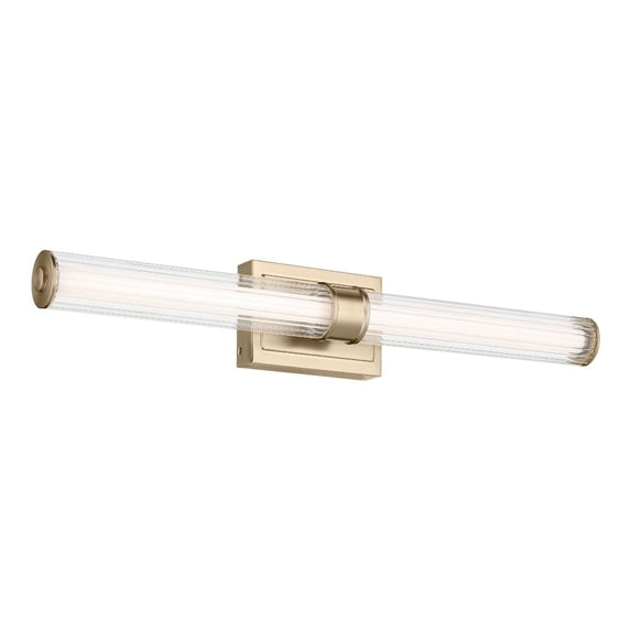 55197CPZLED Kichler Lighting Laurene - 96W 2 LED Fluted Glass Large Linear Bath Vanity-5 Inch Tall and 31 Inch Wide-Champagne Bronze Finish