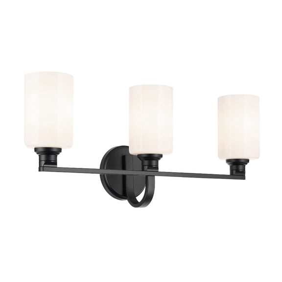 55226BK Kichler Lighting Gioe - 3 Light Bath Vanity-10.5 Inch Tall and 24.25 Inch Wide-Black Finish-White Glass Color