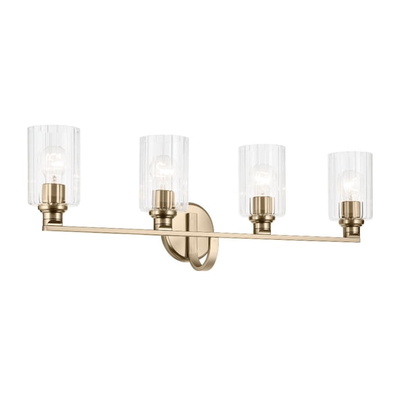 55227CPZFLU Kichler Lighting Gioe - 4 Light Bath Vanity-10.5 Inch Tall and 32.25 Inch Wide-Champagne Bronze Finish-Clear Fluted Glass Color