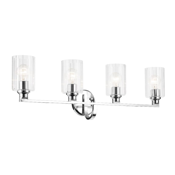 55227CHFLU Kichler Lighting Gioe - 4 Light Bath Vanity-10.5 Inch Tall and 32.25 Inch Wide-Chrome Finish-Clear Fluted Glass Color