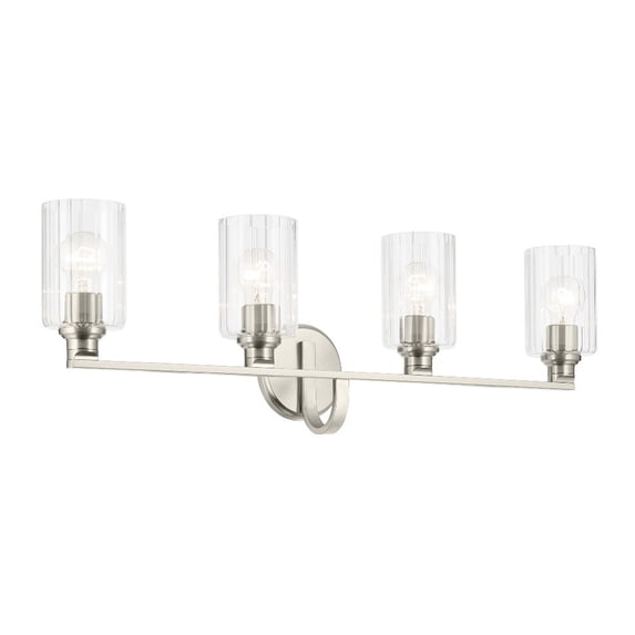 55227NIFLU Kichler Lighting Gioe - 4 Light Bath Vanity-10.5 Inch Tall and 32.25 Inch Wide-Brushed Nickel Finish-Clear Fluted Glass Color