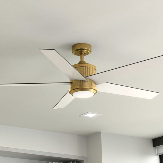 Kichler 56" Brahm Natural Brass LED Ceiling Fan with White Blades