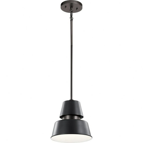 Lozano 9"W 1-Light Black Finish Metal Cone Shade Indoor/Outdoor Pendant Light by Kichler