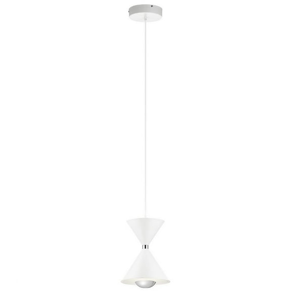 Kordan 8"W 1-Light LED Matte White  Metal Hourglass Mini Pendant Light Fixture by Kichler