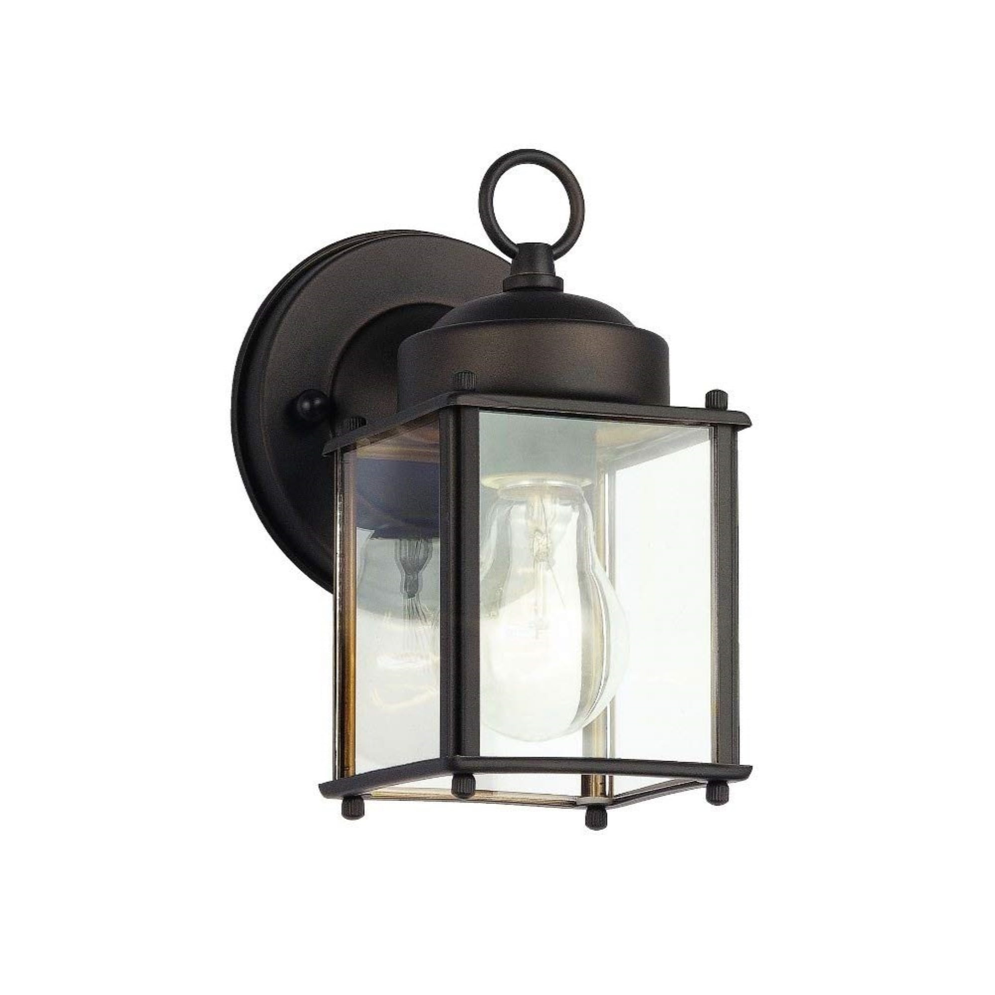 Classic Olde Bronze Lantern Wall Sconce with Clear Glass Panels