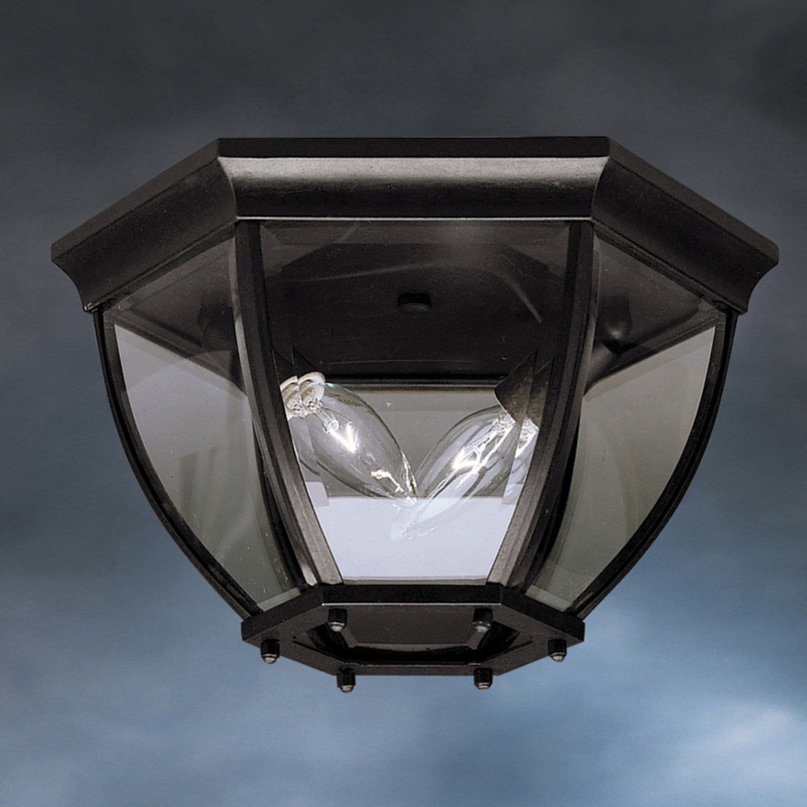 Black Glass and Bronze 12" Outdoor Flush Mount Light