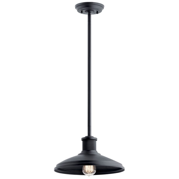 Kichler Allenbury 12" Black Finish Industrial Outdoor Ceiling Light