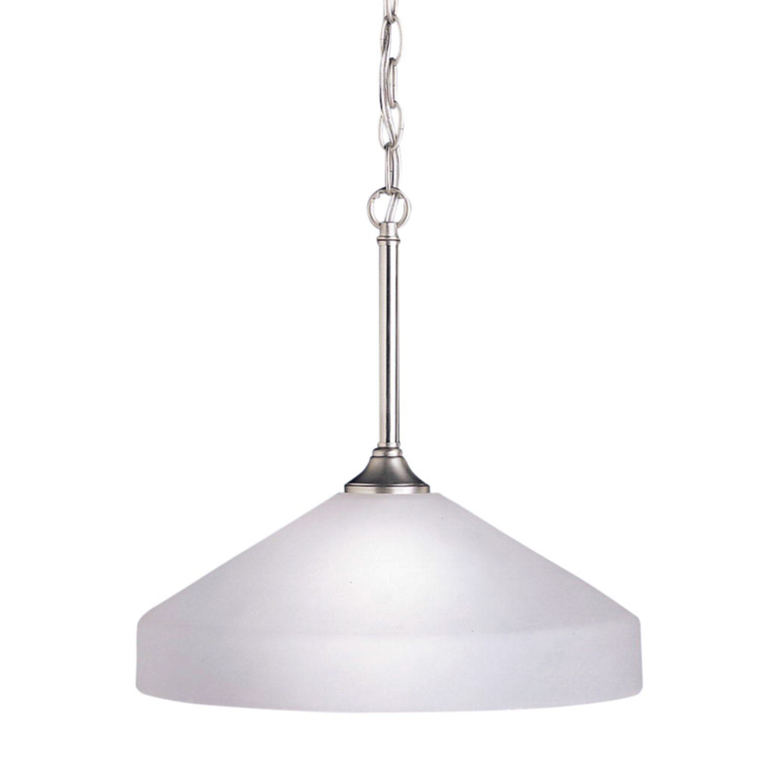 Modern Brushed Nickel 15" Bowl Pendant with White Glass Shade