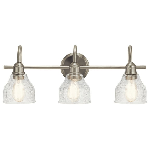 Kichler Avery 24" 3 Light Brushed Nickel Vanity Light with Clear Seeded Glass Shades