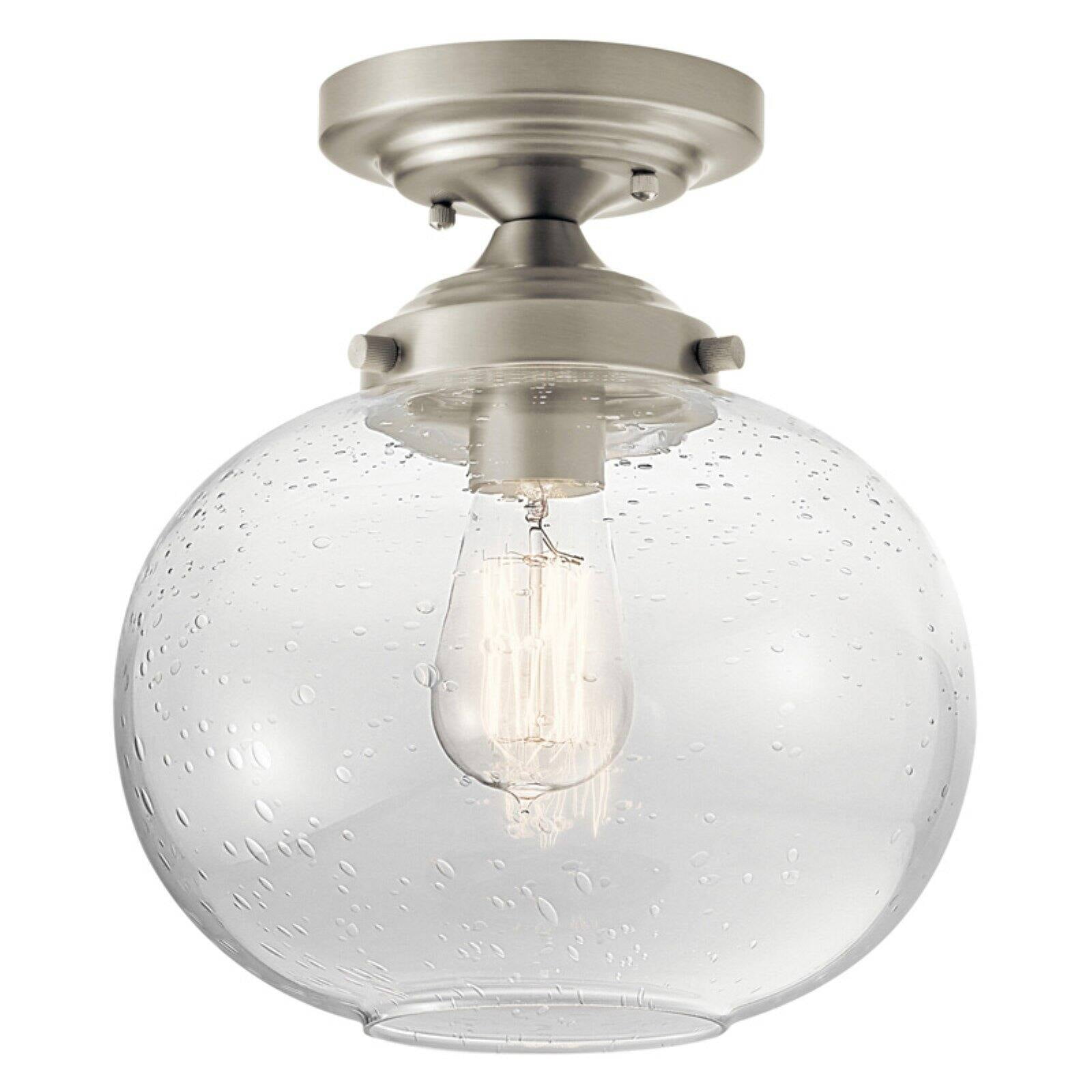 Avery Brushed Nickel Globe Semi-Flush Ceiling Light