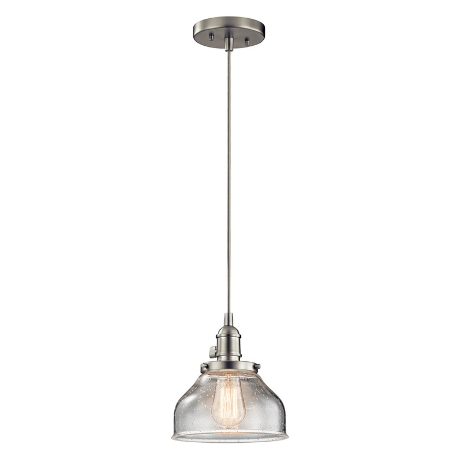 Avery 8.5" Brushed Nickel Mini Pendant with Clear Glass