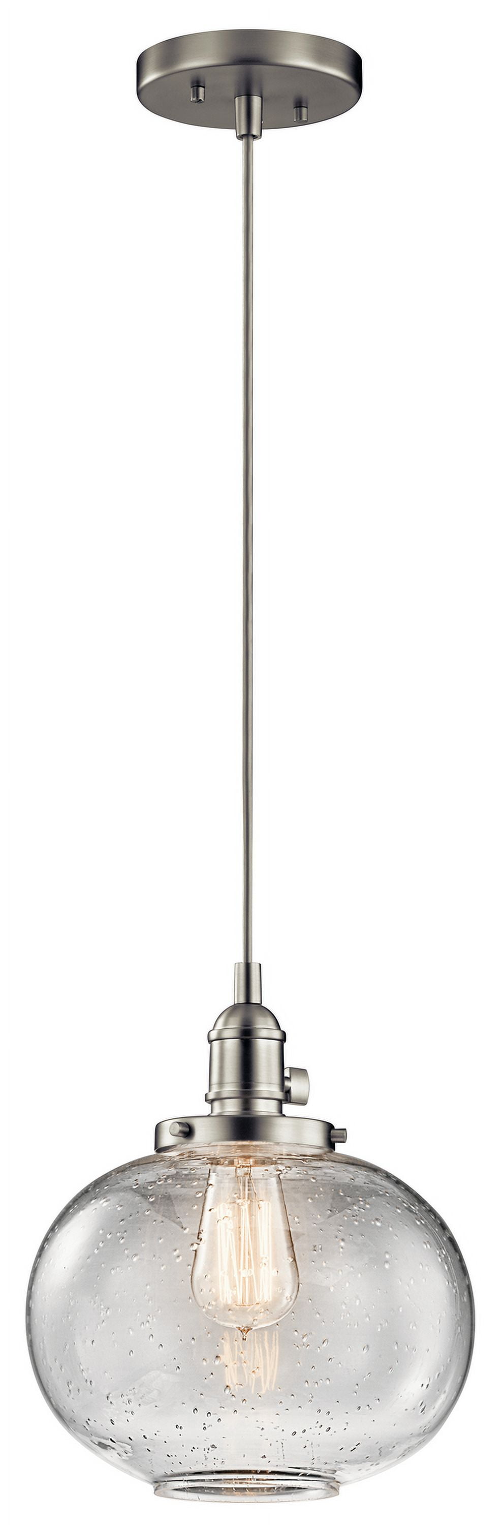 Avery 9.75" Brushed Nickel Mini Pendant with Clear Seeded Glass