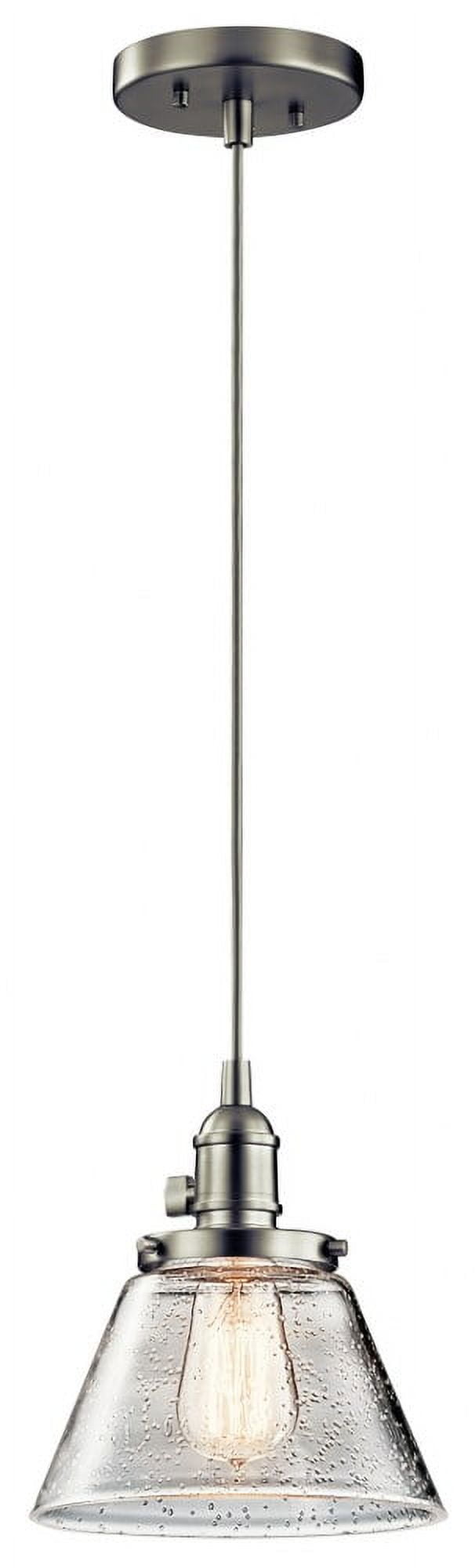 Avery 8.75" Brushed Nickel Mini Pendant with Clear Seeded Glass