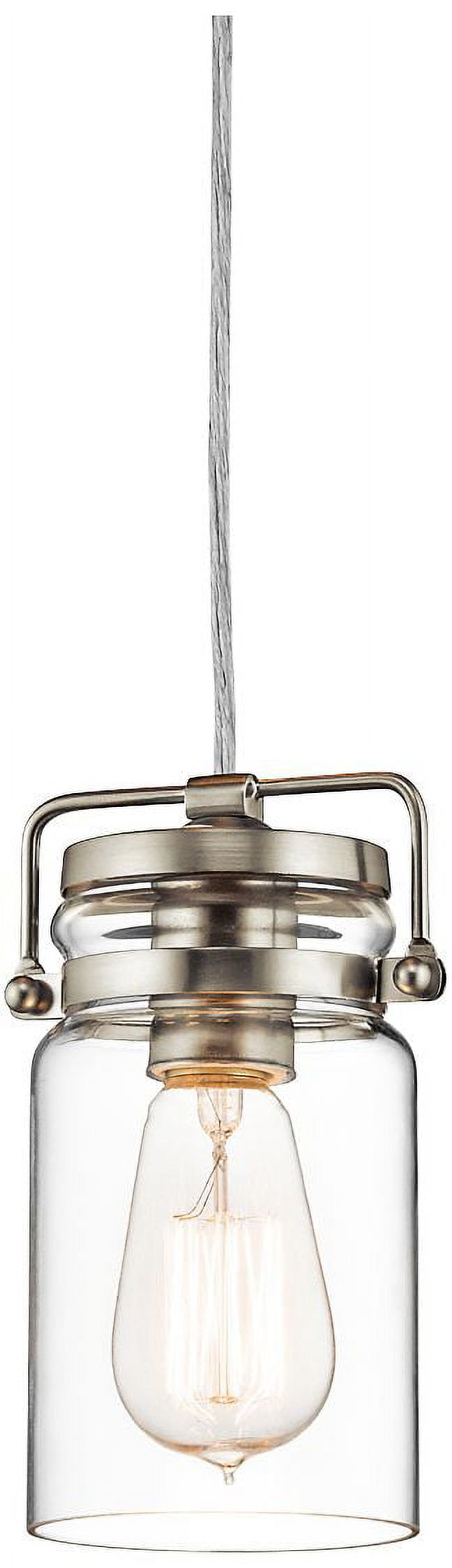 Brushed Nickel Mini Pendant with Clear Glass Shade