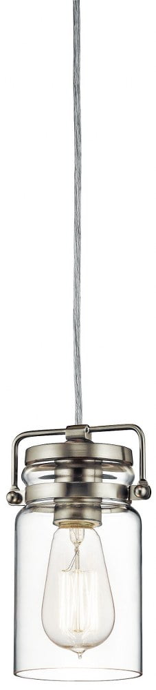 Brushed Nickel Mini Pendant with Clear Glass Shade