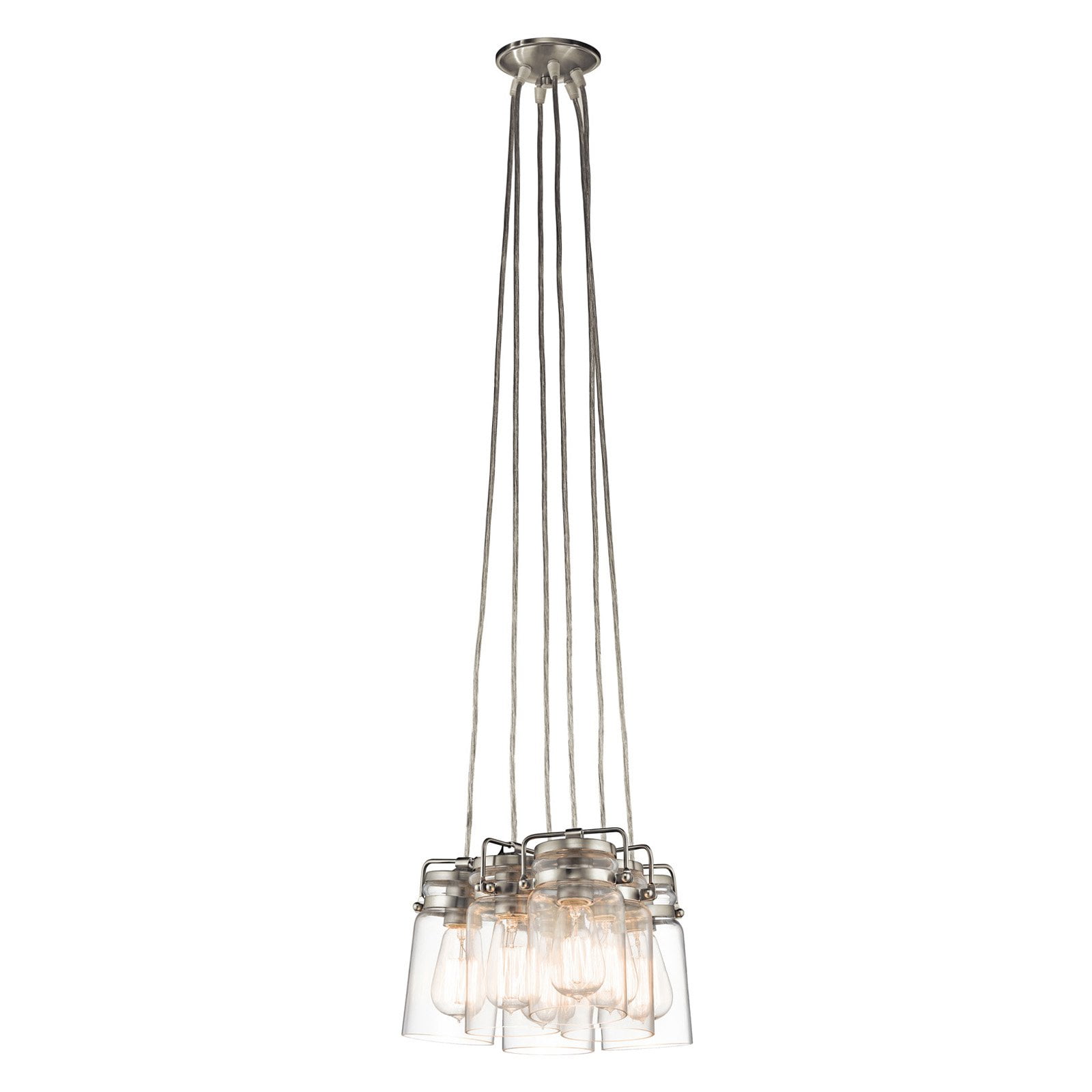 Brinley 7.75" 6-Light Clear Glass Brushed Nickel Pendant