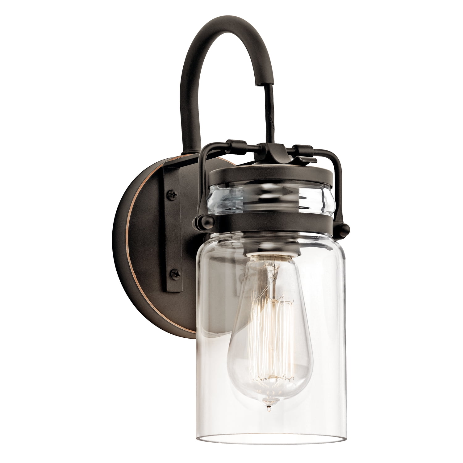 Champagne Bronze Jelly Jar 5" Wall Sconce with Clear Glass Shade