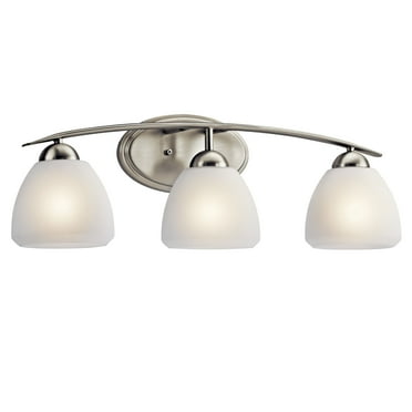Kichler Calleigh 26" 3 Light Brushed Nickel Vanity Light with Satin Etched Glass Shades