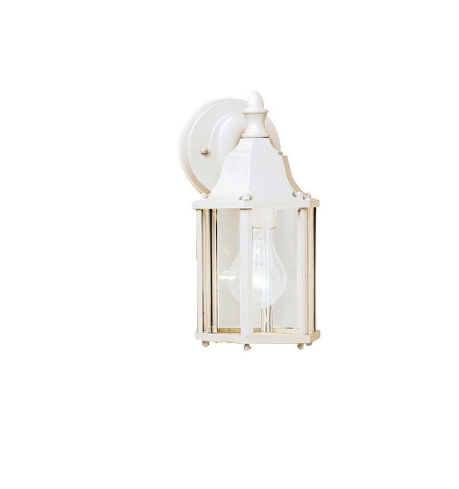 White Traditional Outdoor Wall Lantern with Clear Glass