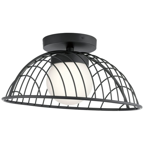 Kichler Clevo 18" Wide Matte Black Coastal Modern Dome Ceiling Light