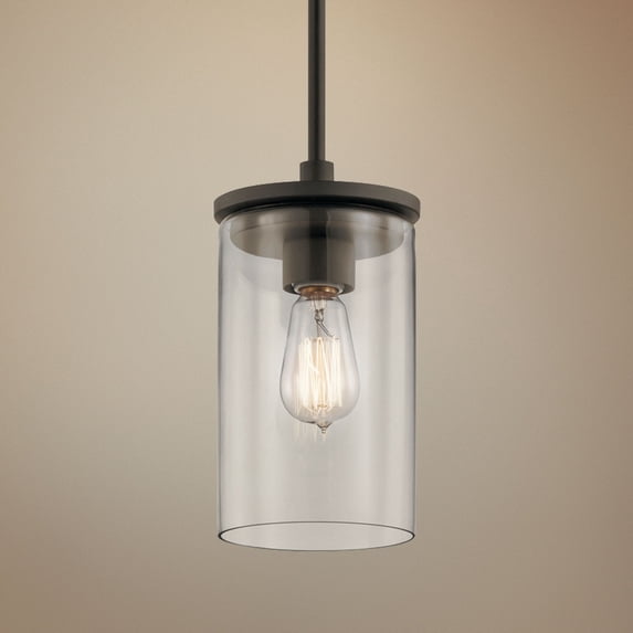 Kichler Crosby 6" Wide Olde Bronze 1-Light Clear Glass Mini Pendant