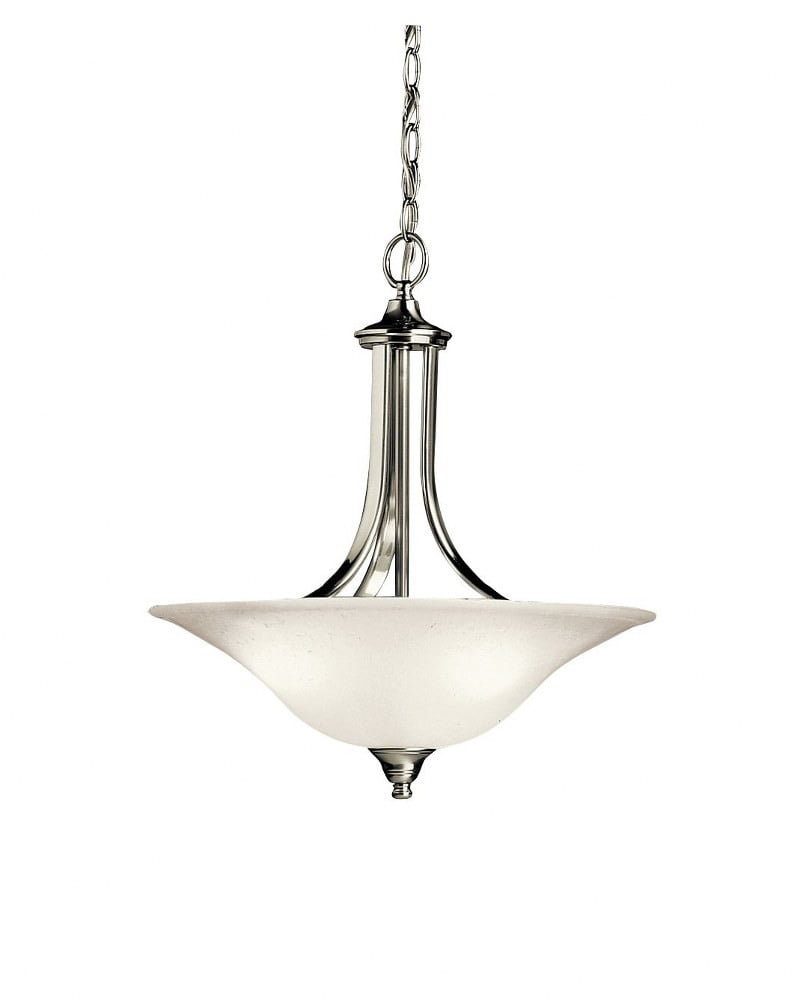 Dover Transitional 3-Light Pendant in Brushed Nickel with White Glass