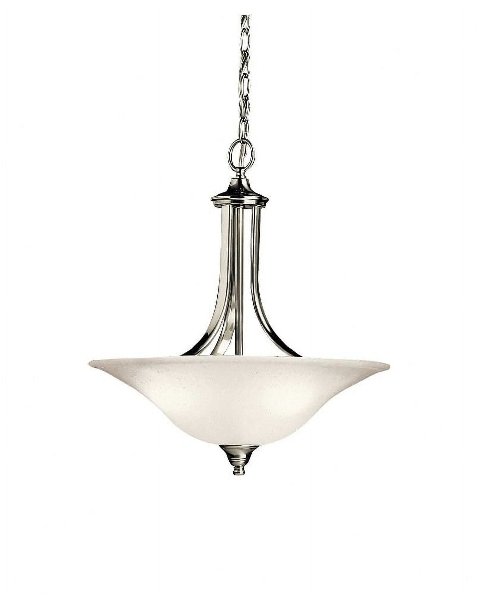 Dover Transitional 3-Light Pendant in Brushed Nickel with White Glass