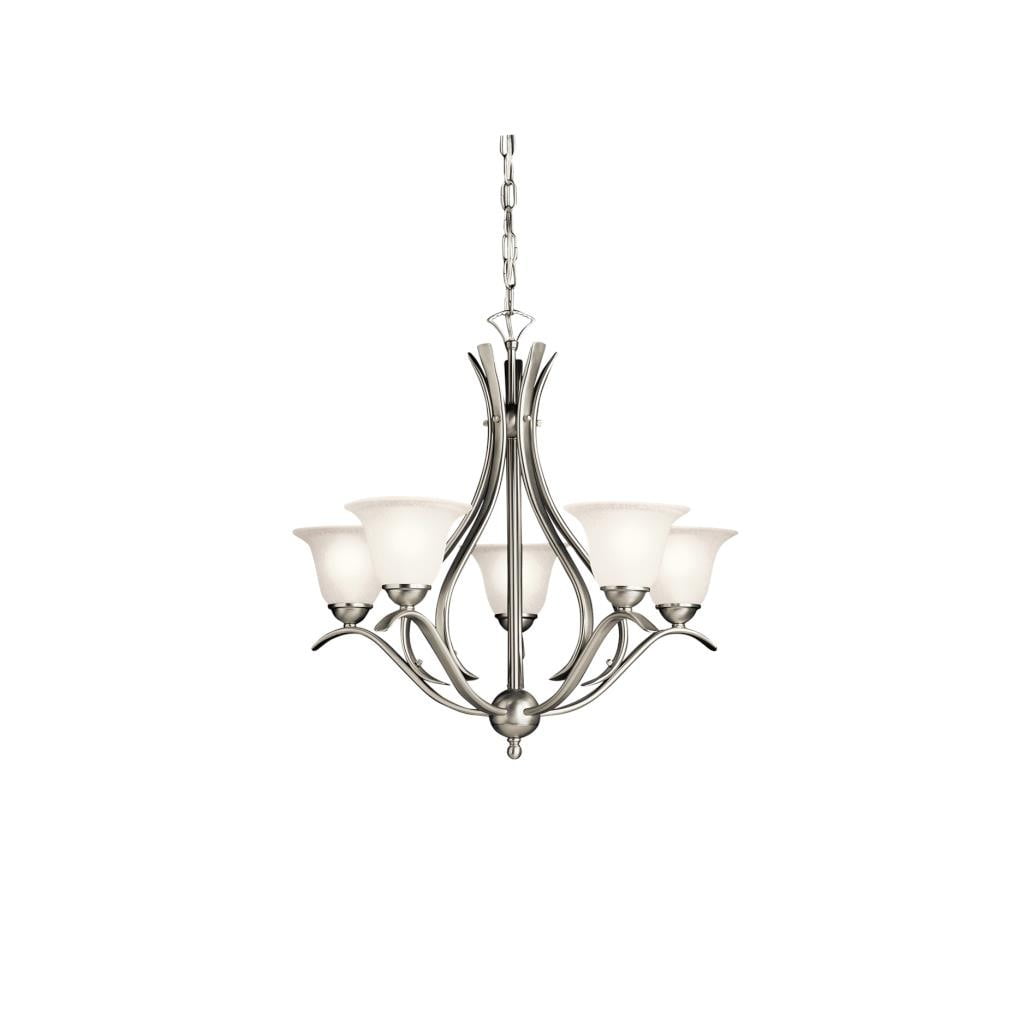 Elegant Dover Distressed Bronze 5-Light Chandelier with White Glass