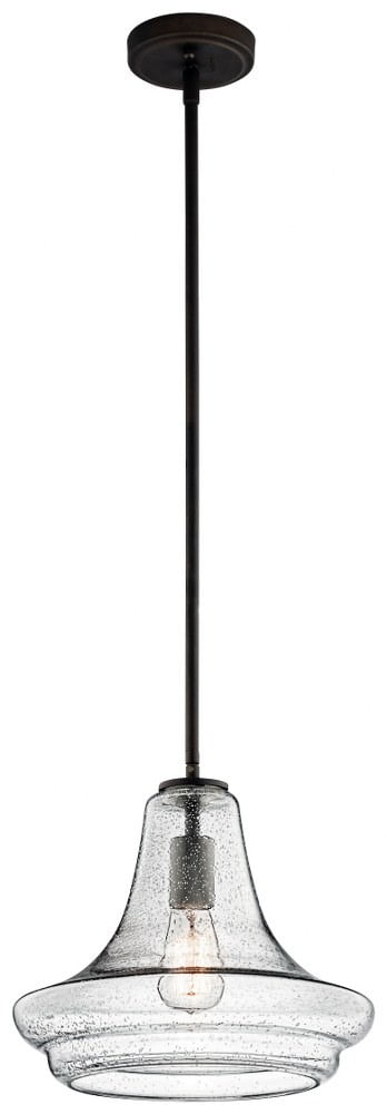 Everly 11.25" Clear Glass Bronze Pendant Light