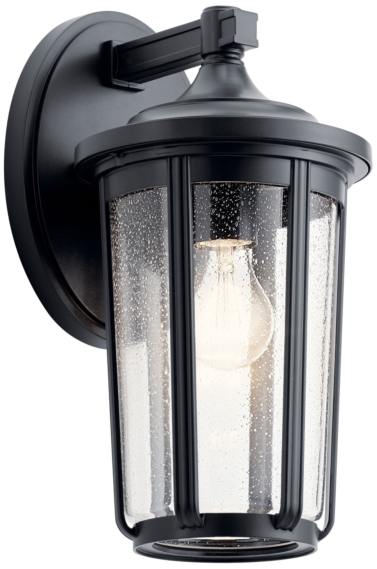 Fairfield Black and Bronze Outdoor Wall Sconce with Clear Seeded Glass