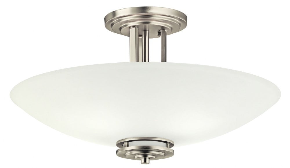 Brushed Nickel 24" Glass Bowl Semi-Flush Mount Light