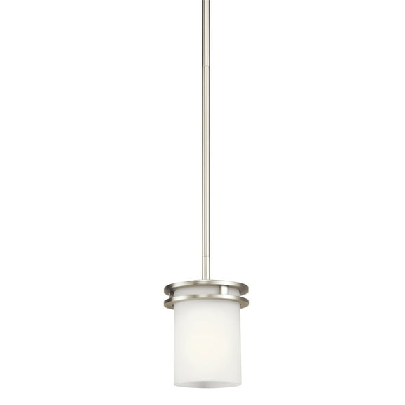 Kichler Hendrik 7.5" Contemporary 1 Light Brushed Nickel Mini Pendant Light with Etched Glass