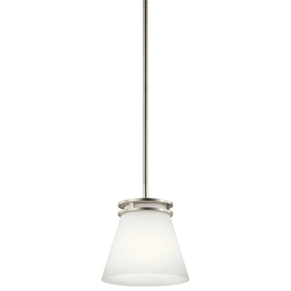 Kichler Hendrik 8.75" Contemporary 1 Light Brushed Nickel Mini Pendant Light with Etched Glass