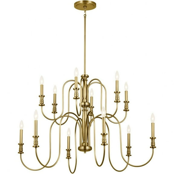 12 Light 2-Tier Chandelier In Homestead Style-29.75 Inches Tall And 42 Inches Wide-Natural Brass Finish    -Traditional Installation Kichler Lighting
