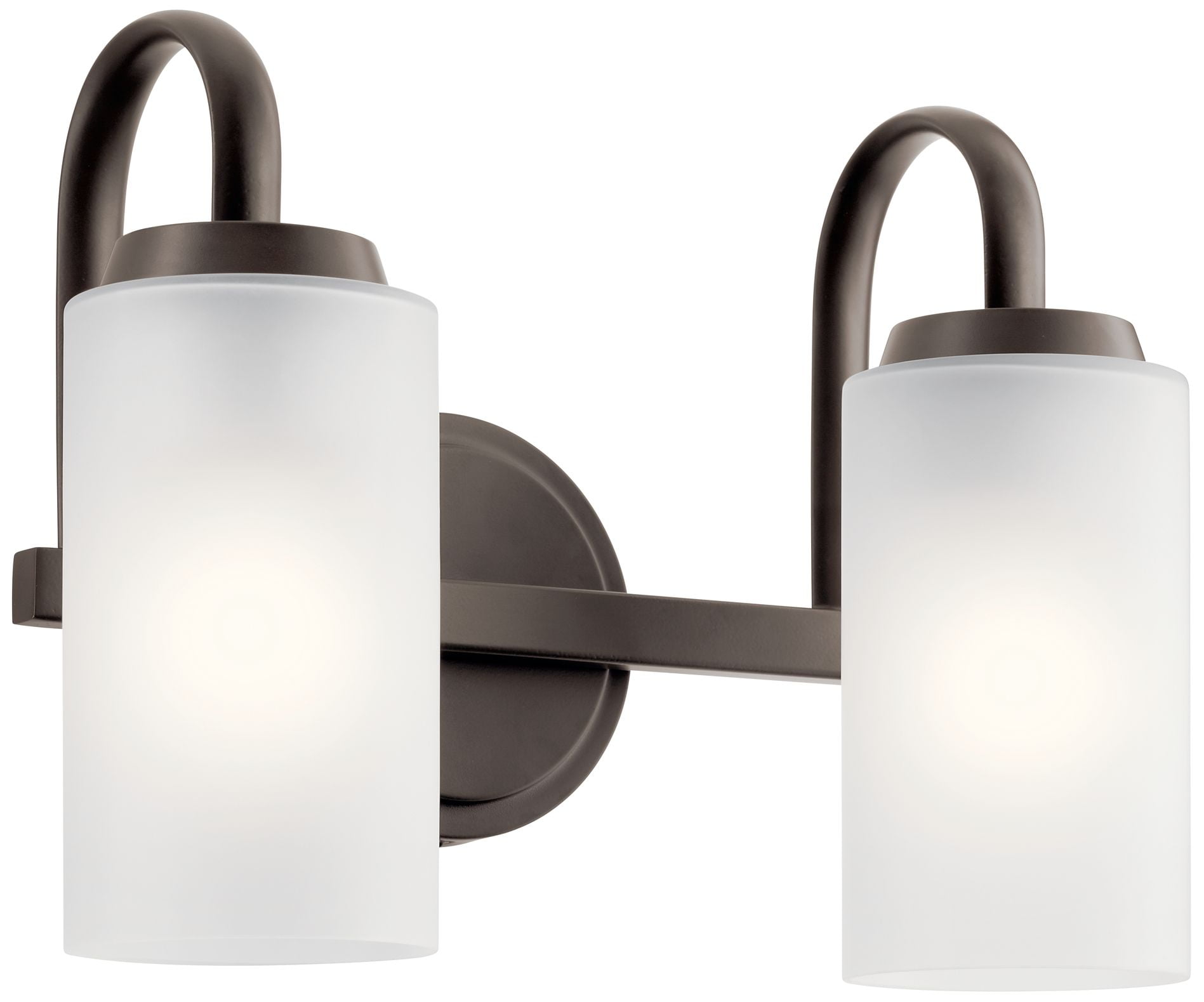 Kennewick Olde Bronze 2-Light Vanity Sconce with Satin Etched Glass