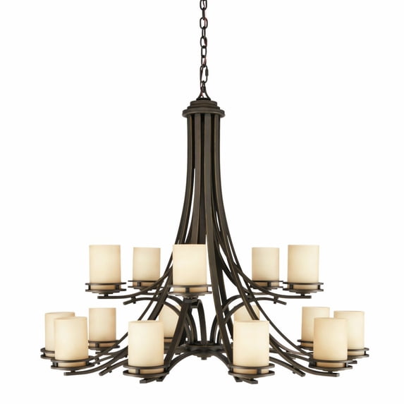 Fifteen Light Two Tier Chandelier With Soft Contemporary Inspirations 36.25 Inches Tall By 42.25 Inches Wide-Olde Bronze Finish Kichler Lighting