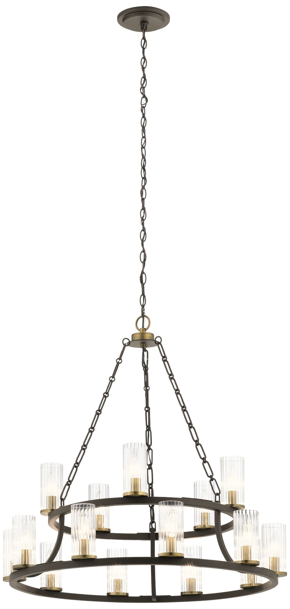 Mathias 31" Bronze 15-Light 2-Tier Candle Chandelier