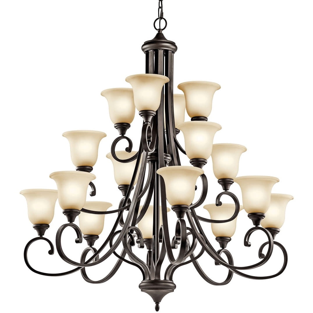 Monroe 16-Light Distressed Bronze 3-Tier Chandelier
