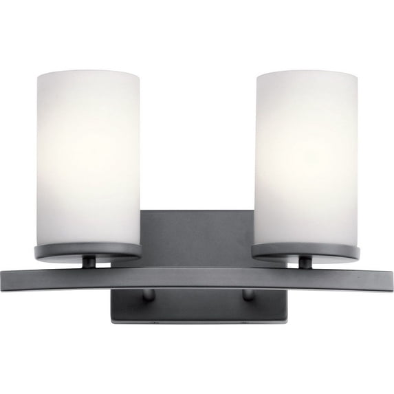45496BK Kichler Lighting Crosby - 2 Light Bath Vanity Approved for Damp Locations - with Contemporary inspirations - 15 inches wide-Black Finish