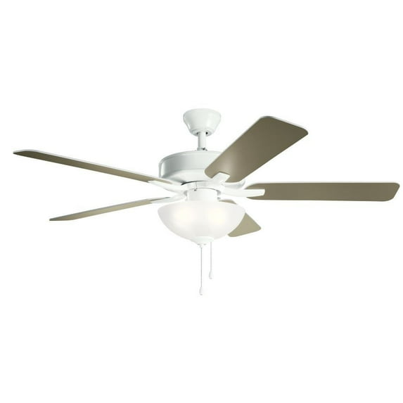 330017WH Kichler Lighting Basics Pro Select - Ceiling Fan with Light Kit - with Traditional inspirations - 17.5 inches tall by 52 inches wide-White